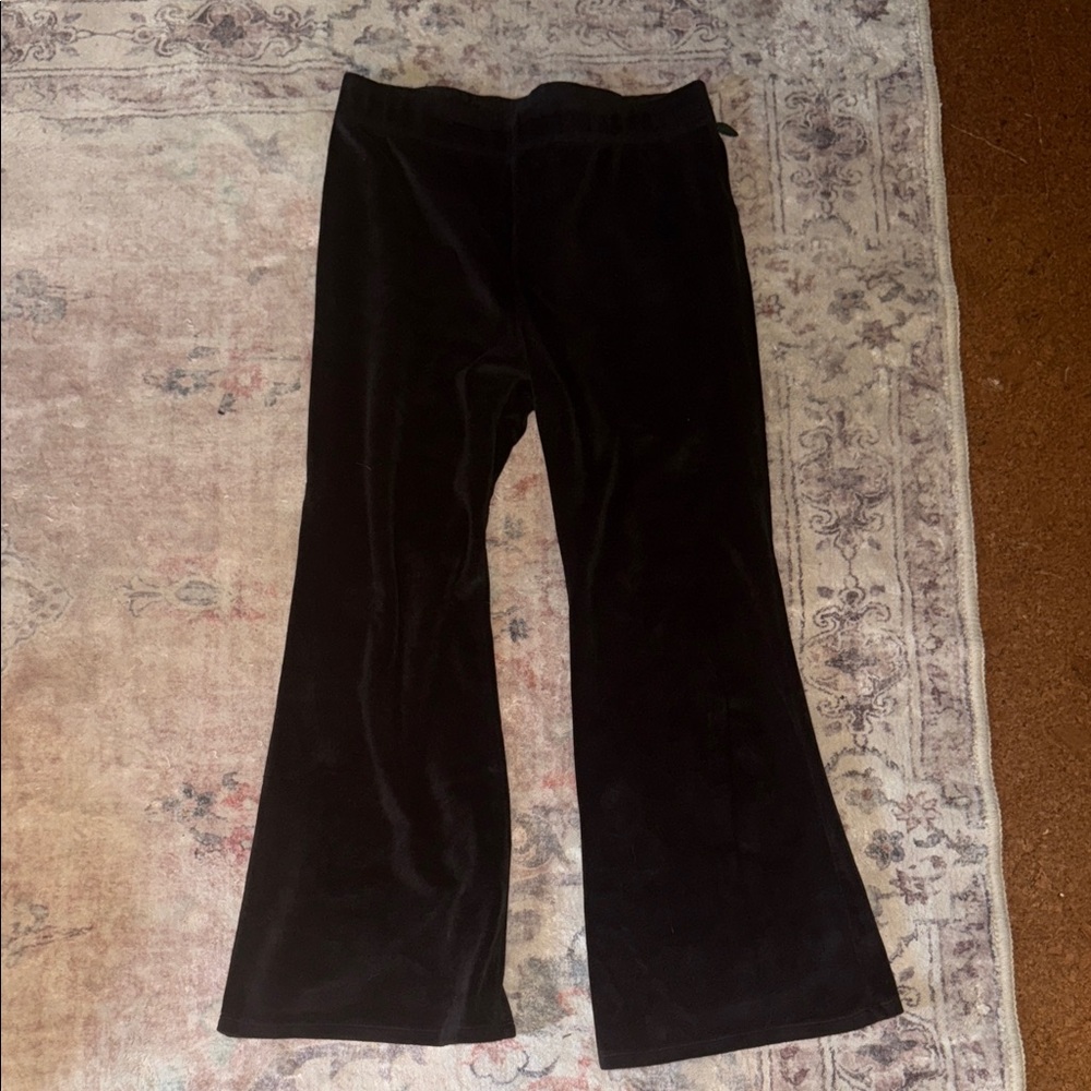 Kids Black Velvet Flared Pants